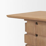 Trellyn Light Brown Wood w/ Carved Woven Base Square Accent Table from Mercana - Luna Furniture