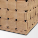 Trellyn 48" Light Brown Wood w/ Carved Woven Base Square Coffee Table from Mercana - Luna Furniture