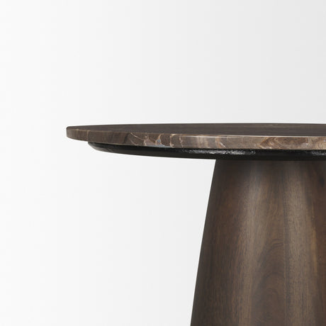 Allyson 32" Round Dark Brown wood w/ Cappuccino Marble Top Bistro Table from Mercana - Luna Furniture