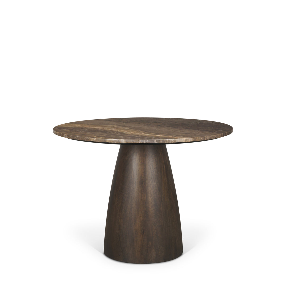 Allyson 42" Round Dark Brown w/ Cappuccino Marble Pedestal Dining Table from Mercana - Luna Furniture