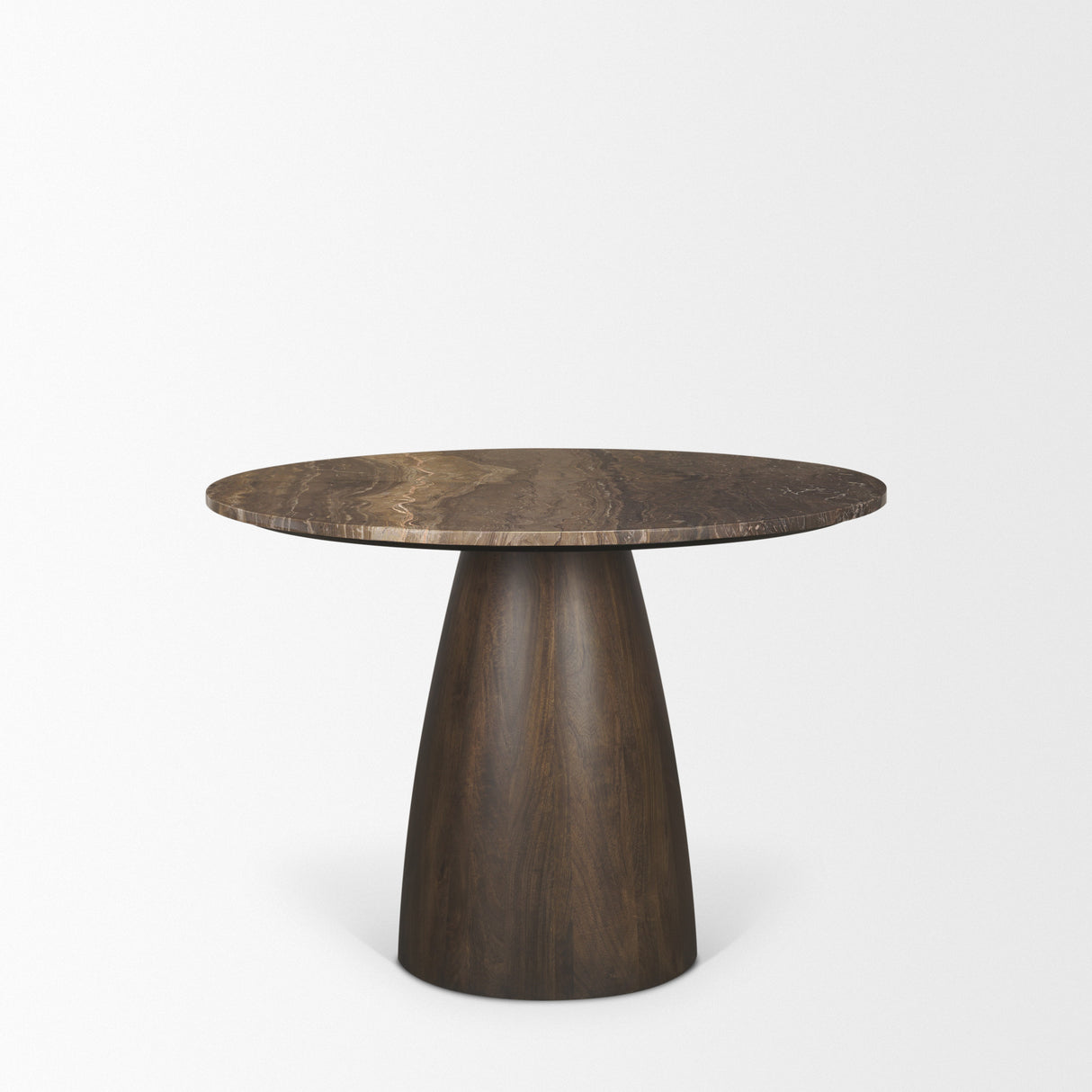 Allyson 42" Round Dark Brown w/ Cappuccino Marble Pedestal Dining Table from Mercana - Luna Furniture