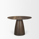 Allyson 42" Round Dark Brown w/ Cappuccino Marble Pedestal Dining Table from Mercana - Luna Furniture