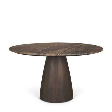 Allyson 54" Round Dark Brown w/ Cappuccino Marble Pedestal Dining Table from Mercana - Luna Furniture
