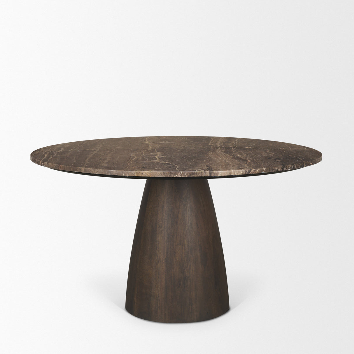 Allyson 54" Round Dark Brown w/ Cappuccino Marble Pedestal Dining Table from Mercana - Luna Furniture