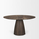 Allyson 54" Round Dark Brown w/ Cappuccino Marble Pedestal Dining Table from Mercana - Luna Furniture