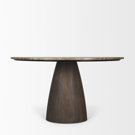 Allyson 54" Round Dark Brown w/ Cappuccino Marble Pedestal Dining Table from Mercana - Luna Furniture
