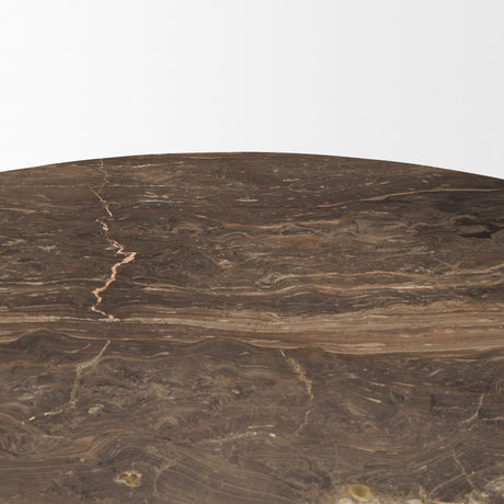 Allyson 54" Round Dark Brown w/ Cappuccino Marble Pedestal Dining Table from Mercana - Luna Furniture