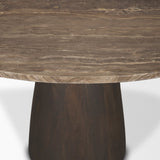 Allyson 54" Round Dark Brown w/ Cappuccino Marble Pedestal Dining Table from Mercana - Luna Furniture