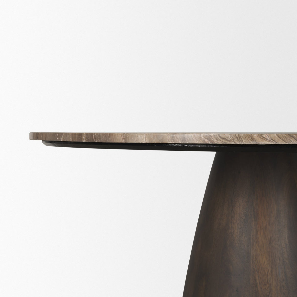 Allyson 54" Round Dark Brown w/ Cappuccino Marble Pedestal Dining Table from Mercana - Luna Furniture