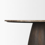 Allyson 54" Round Dark Brown w/ Cappuccino Marble Pedestal Dining Table from Mercana - Luna Furniture