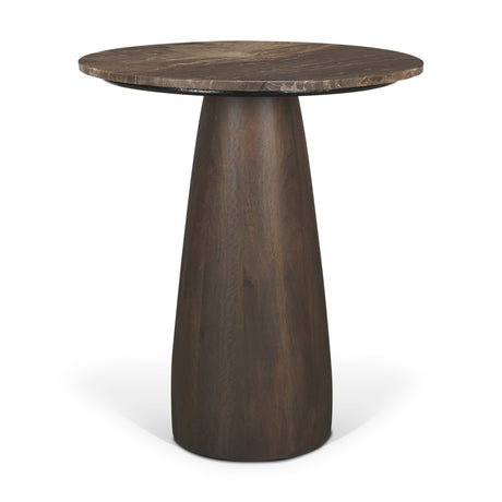 Allyson 32" Round Dark Brown wood w/ Cappuccino Marble Top Bistro Table from Mercana - Luna Furniture