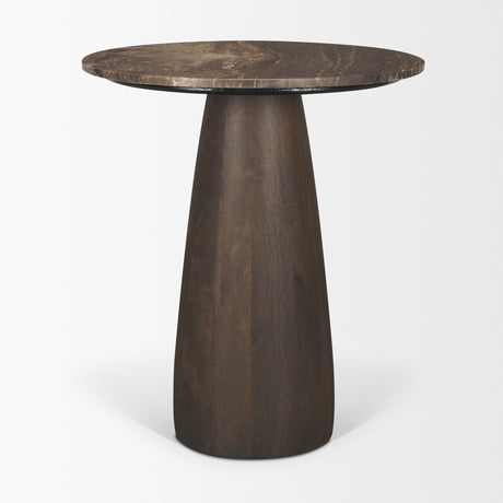 Allyson 32" Round Dark Brown wood w/ Cappuccino Marble Top Bistro Table from Mercana - Luna Furniture