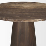 Allyson 32" Round Dark Brown wood w/ Cappuccino Marble Top Bistro Table from Mercana - Luna Furniture