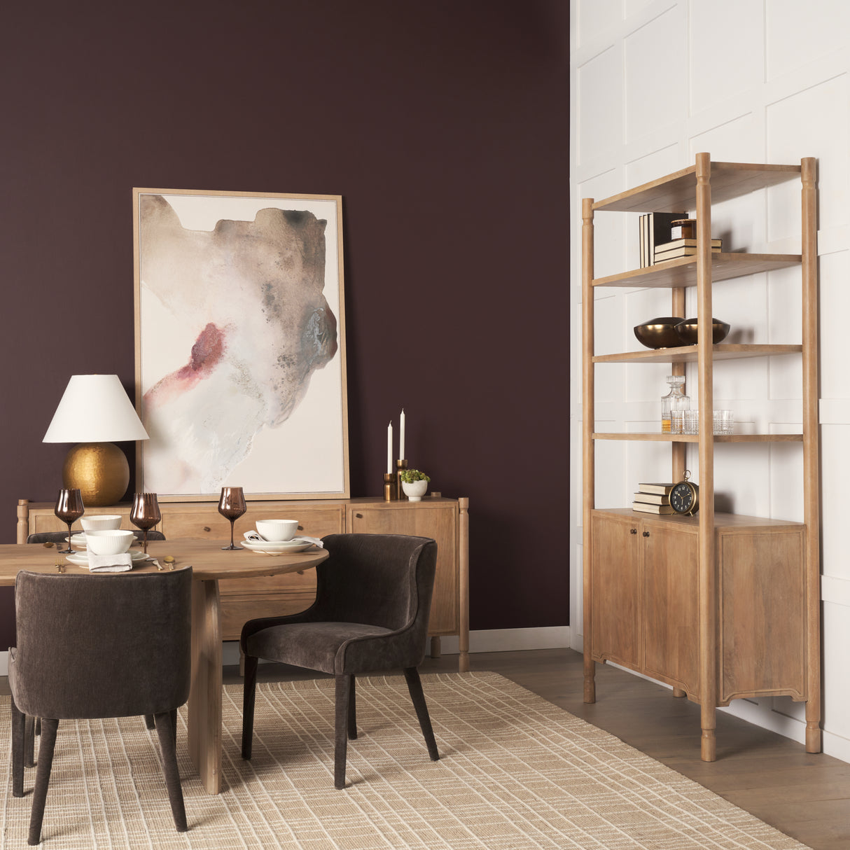 Phil Light Brown Wood 2 Door 3 Shelves Open Shelving Unit from Mercana - Luna Furniture