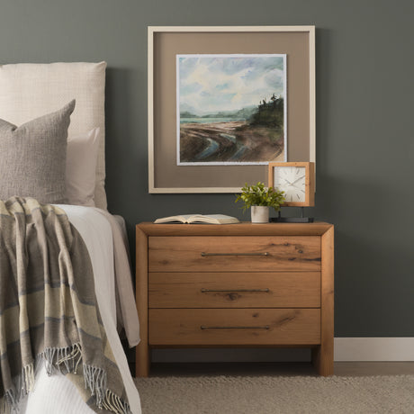 Belford 3-Drawer Light Brown Oak Wood Closed Nightstand from Mercana - Luna Furniture