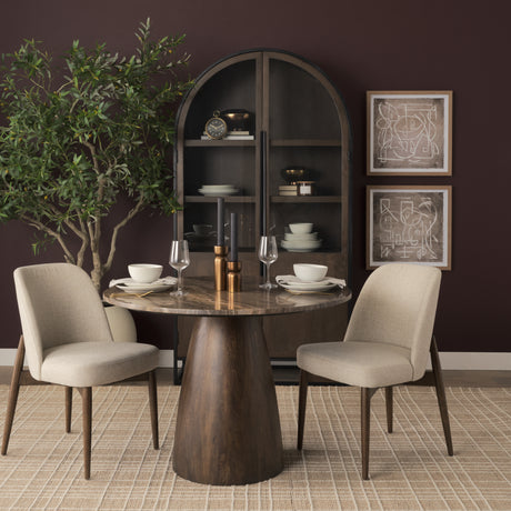 Abbie Curved Back Oatmeal Fabric Armless Dining Chair, Set of 2 from Mercana - Luna Furniture