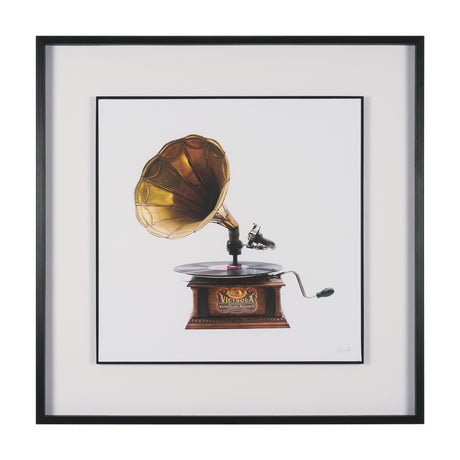 Gramaphone by Deborah Revell Hand Embelished Framed Art Print Matted under Glass from Mercana - Luna Furniture