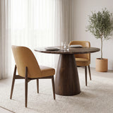 Abbie Slope Curved Back Tan Leather Dining Side Chair, Set of 2 from Mercana - Luna Furniture