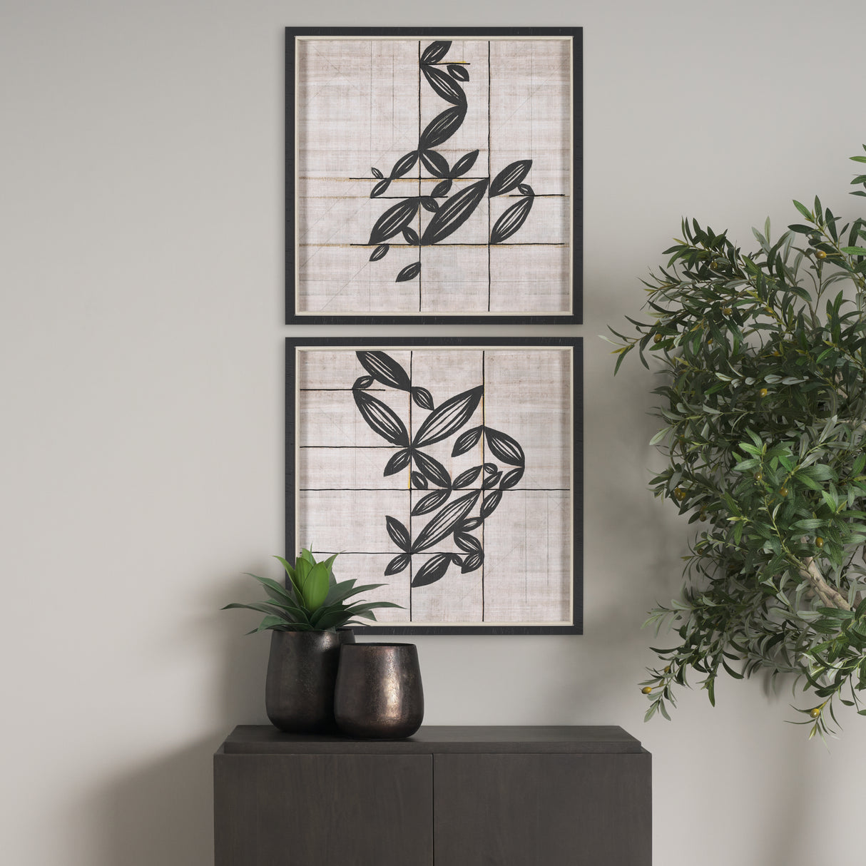 Papyrus Foliage II by Mercana Studio a Hand Embellished Textured Framed Art Print from Mercana - Luna Furniture
