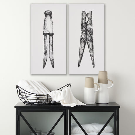 Vintage Cloth Peg I by Mercana Studio a Hand Embellished Textured Canvas from Mercana - Luna Furniture