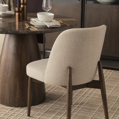 Allyson 42" Round Dark Brown w/ Cappuccino Marble Pedestal Dining Table from Mercana - Luna Furniture