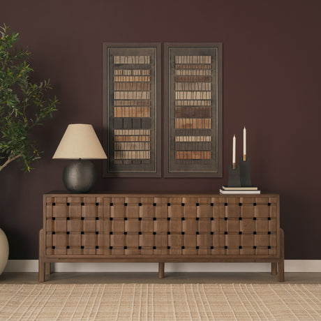 Timber Mosaic III by Mercana Studio Handmade Original Framed Artwork Matted from Mercana - Luna Furniture
