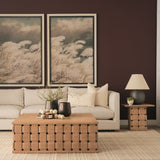 Trellyn Light Brown Wood w/ Carved Woven Base Square Accent Table from Mercana - Luna Furniture