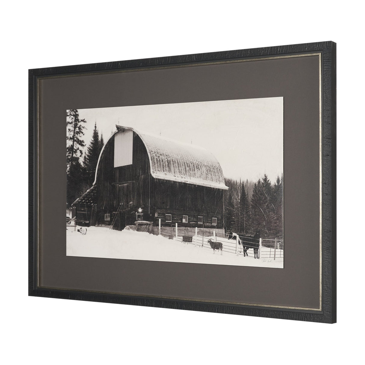 The Farm by Deborah Revell Hand Embelished Textured Framed Art Print Matted under Glass from Mercana - Luna Furniture