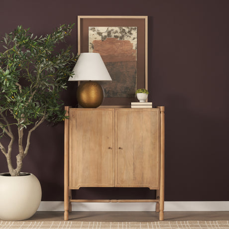 Phil Light Brown Wood 2 Door Bar Cabinet from Mercana - Luna Furniture