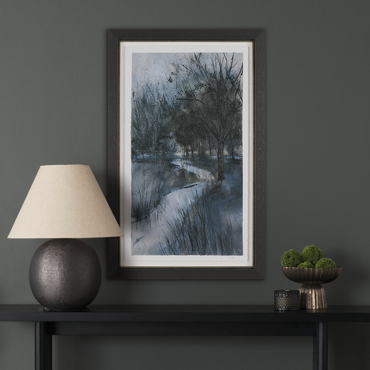 Brook and Willows II by Mercana Studio Hand Embelished Textured Framed Artwork Matted under Glass from Mercana - Luna Furniture