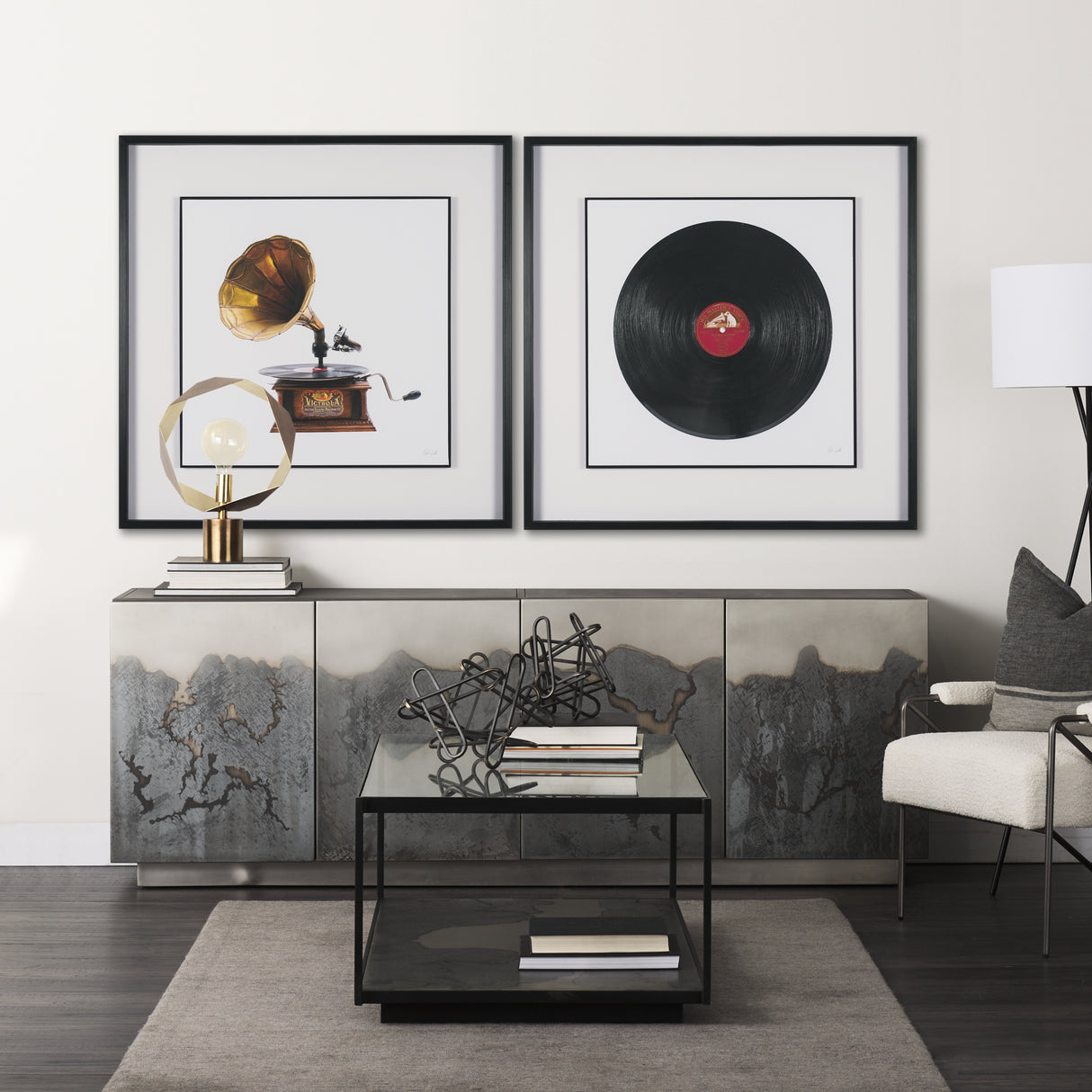 Record by Deborah Revell Hand Embelished Framed Art Print Matted under Glass from Mercana - Luna Furniture