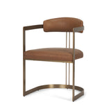 Hollyfield I Brown Leather Seat Gold Iron Frame Dining Chair from Mercana - Luna Furniture