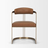 Hollyfield I Brown Leather Seat Gold Iron Frame Dining Chair from Mercana - Luna Furniture