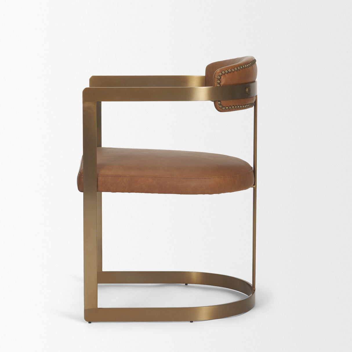 Hollyfield I Brown Leather Seat Gold Iron Frame Dining Chair from Mercana - Luna Furniture