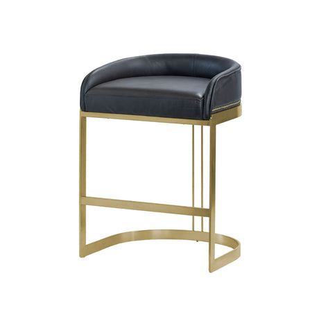 Hollyfield II Black Leather Seat Gold Metal Base Counter Stool from Mercana - Luna Furniture
