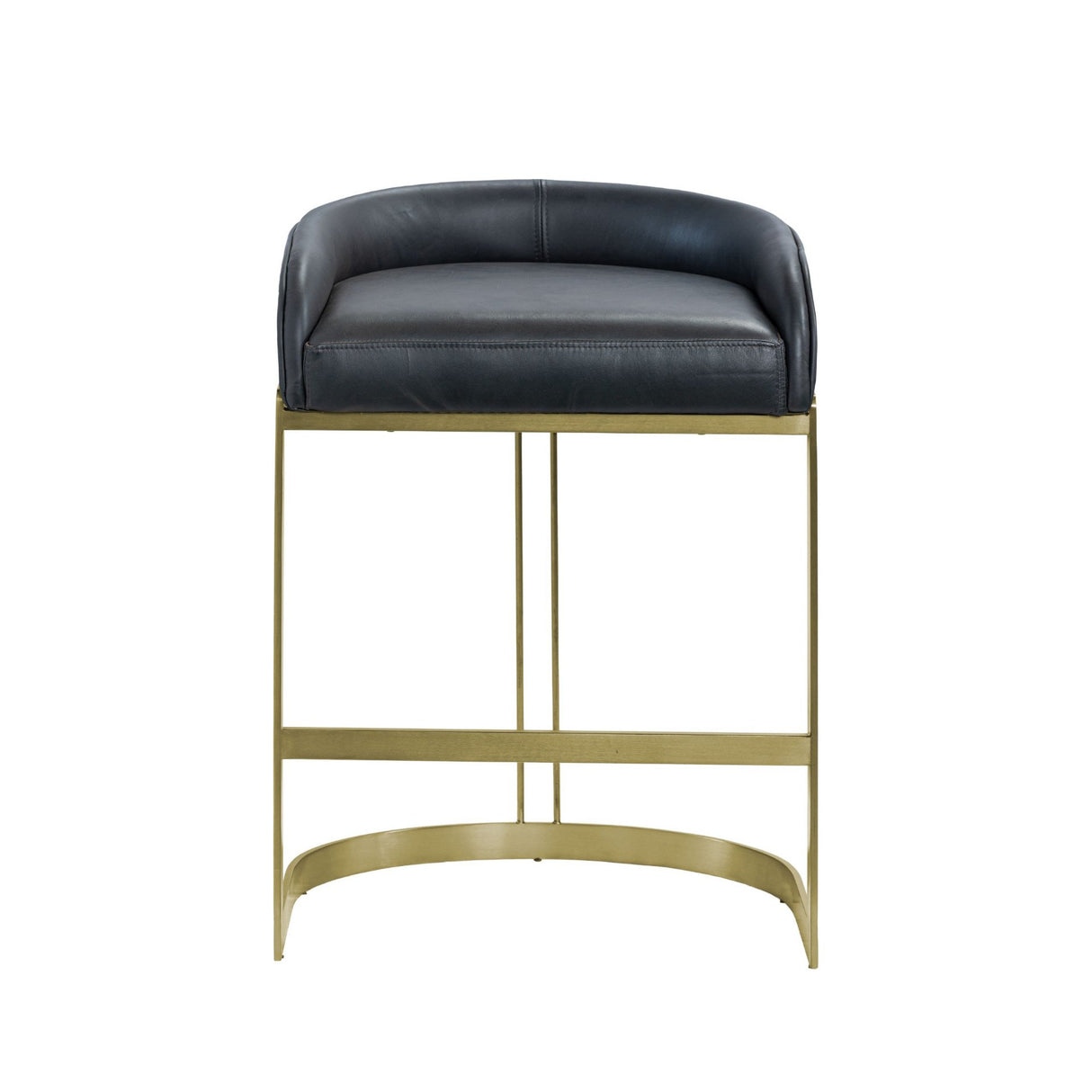 Hollyfield II Black Leather Seat Gold Metal Base Counter Stool from Mercana - Luna Furniture
