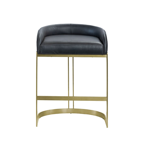 Hollyfield II Black Leather Seat Gold Metal Base Counter Stool from Mercana - Luna Furniture
