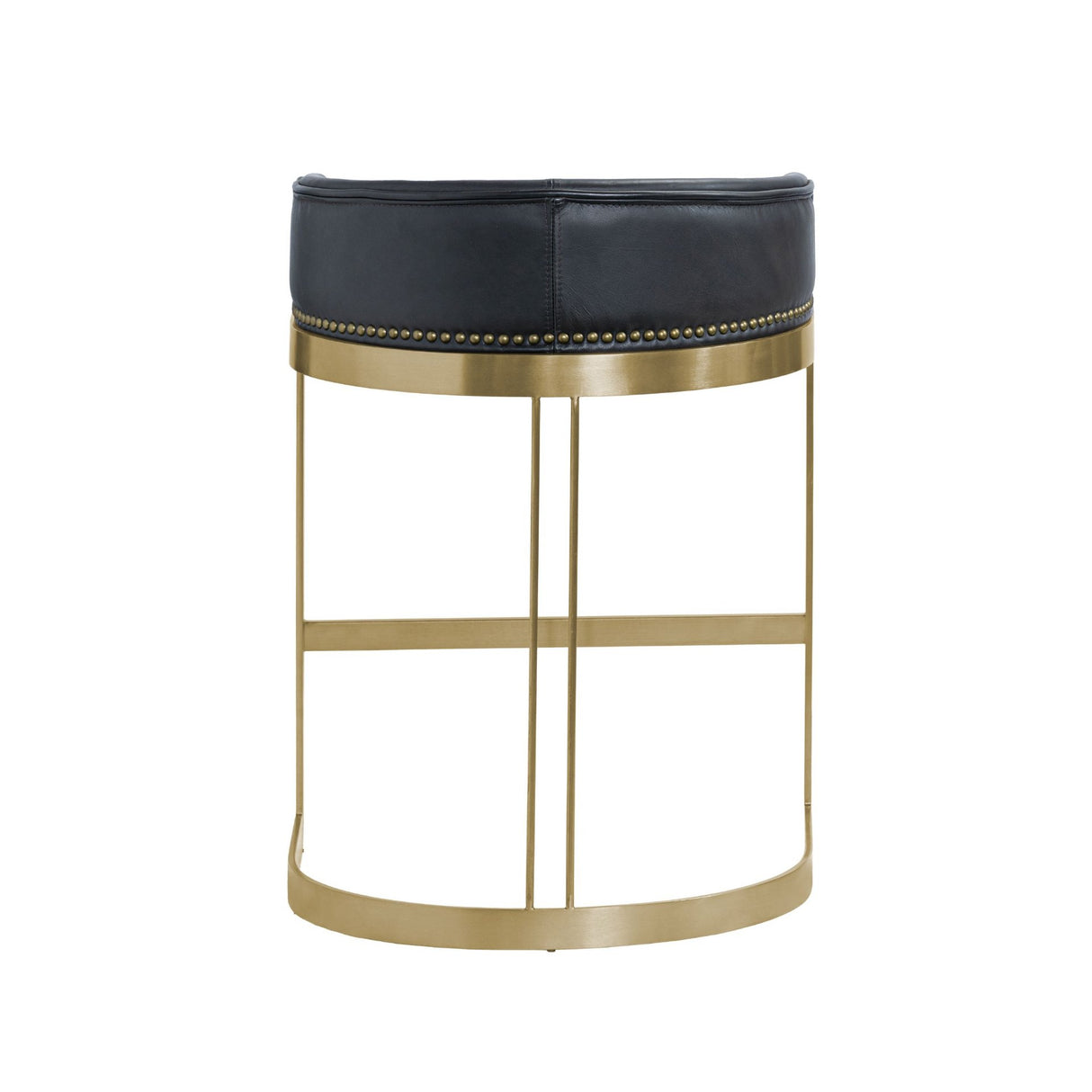 Hollyfield II Black Leather Seat Gold Metal Base Counter Stool from Mercana - Luna Furniture