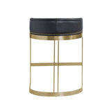 Hollyfield II Black Leather Seat Gold Metal Base Counter Stool from Mercana - Luna Furniture