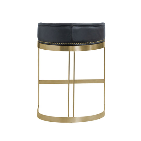 Hollyfield II Black Leather Seat Gold Metal Base Counter Stool from Mercana - Luna Furniture