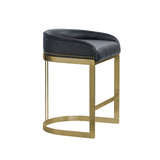 Hollyfield II Black Leather Seat Gold Metal Base Counter Stool from Mercana - Luna Furniture