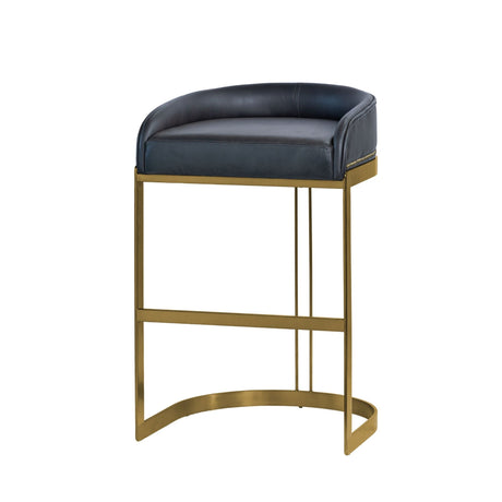 Hollyfield II Black LeatherSeat Gold Metal Base Bar Stool from Mercana - Luna Furniture
