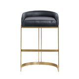 Hollyfield II Black LeatherSeat Gold Metal Base Bar Stool from Mercana - Luna Furniture