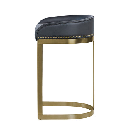 Hollyfield II Black LeatherSeat Gold Metal Base Bar Stool from Mercana - Luna Furniture