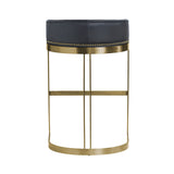 Hollyfield II Black LeatherSeat Gold Metal Base Bar Stool from Mercana - Luna Furniture
