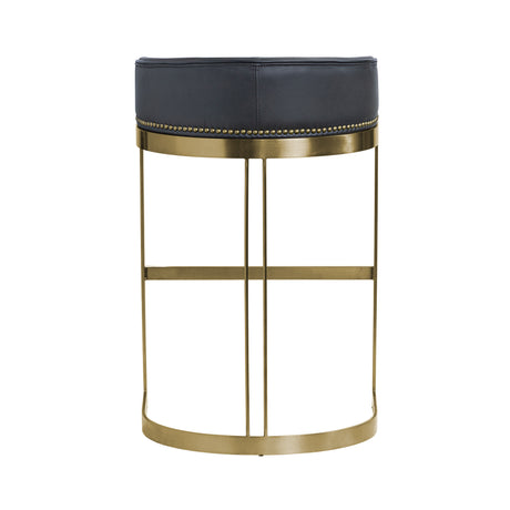 Hollyfield II Black LeatherSeat Gold Metal Base Bar Stool from Mercana - Luna Furniture