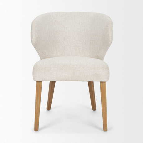 Niles 22.5L x 24.5W x 32H Cream Fabric Seat W/ Med Brown Wooden Legs Wingback Dining Chair (G520-4A) from Mercana - Luna Furniture
