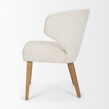 Niles 22.5L x 24.5W x 32H Cream Fabric Seat W/ Med Brown Wooden Legs Wingback Dining Chair (G520-4A) from Mercana - Luna Furniture