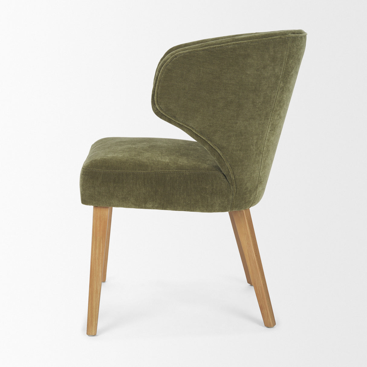Niles 22.5L x 24.5W x 32H Moss Olive Fabric Seat W/ Mid Brown Wooden Legs Wingback Dining Chair from Mercana - Luna Furniture