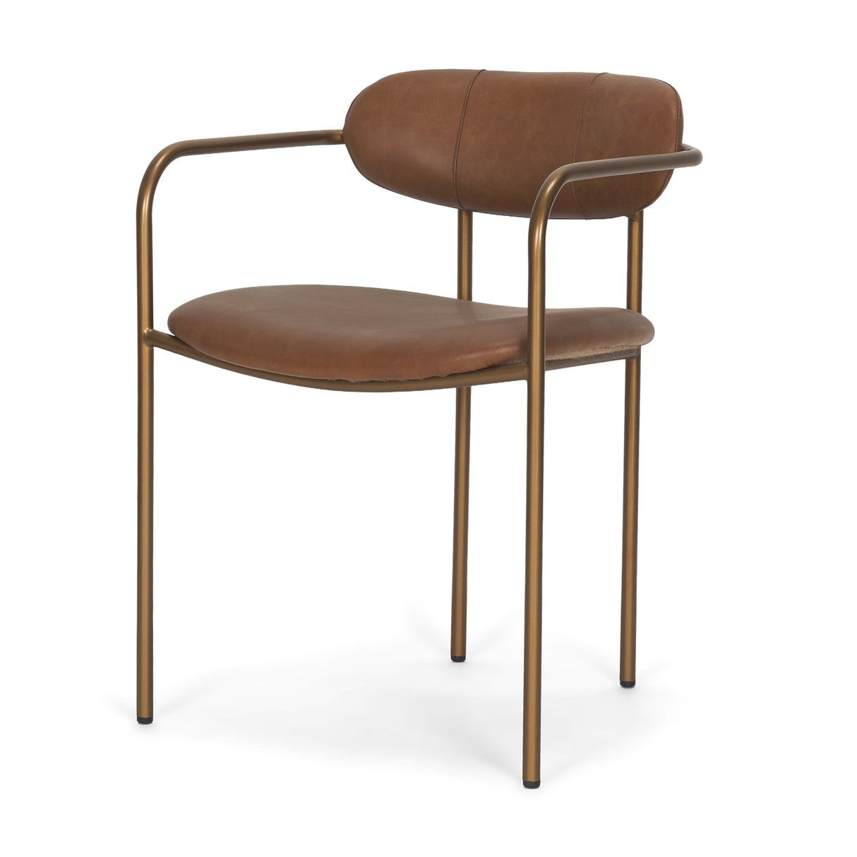 Parker Brown Leather Seat Gold Metal Frame Dining Chair, Set of 2 from Mercana - Luna Furniture